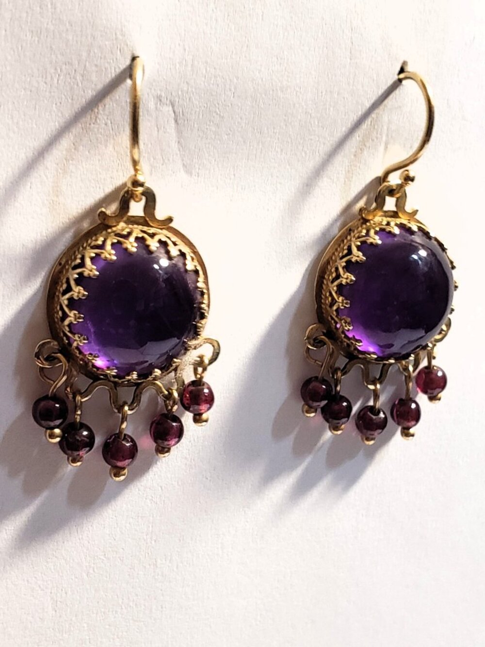 Amethyst & Garnet 14K Earrings (6g) | NWOT